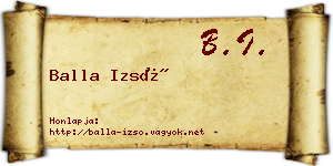 Balla Izsó névjegykártya